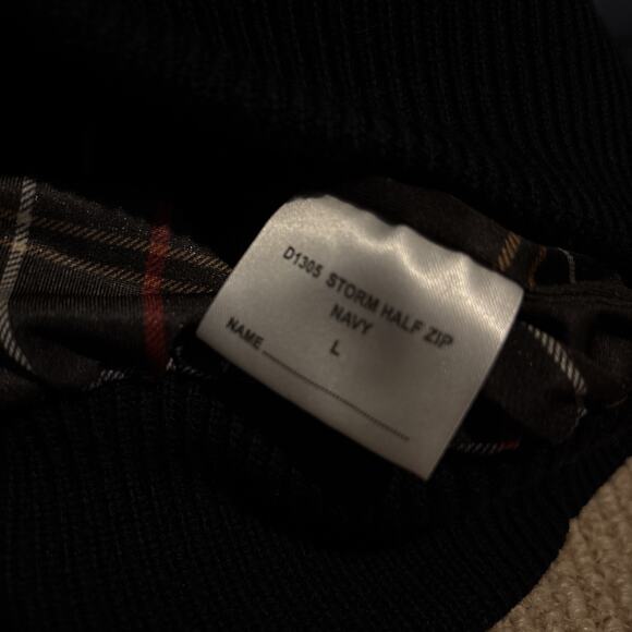 Barbour Storm Jumper Mens L Knit Wool Sweater Quarter Zip Pullover Blue - Picture 7 of 10